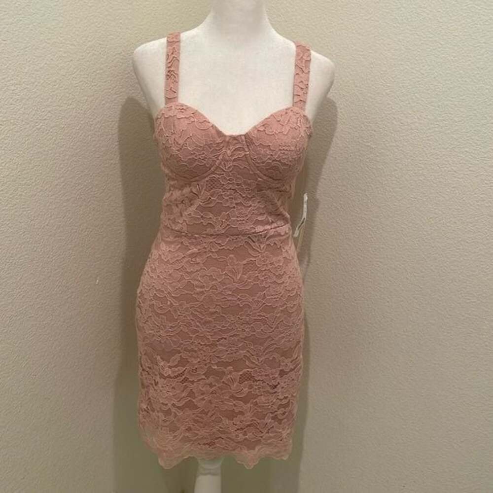 NWT AQUA Lace Bustier Mini Dress Women's Blush Pink Womens XS